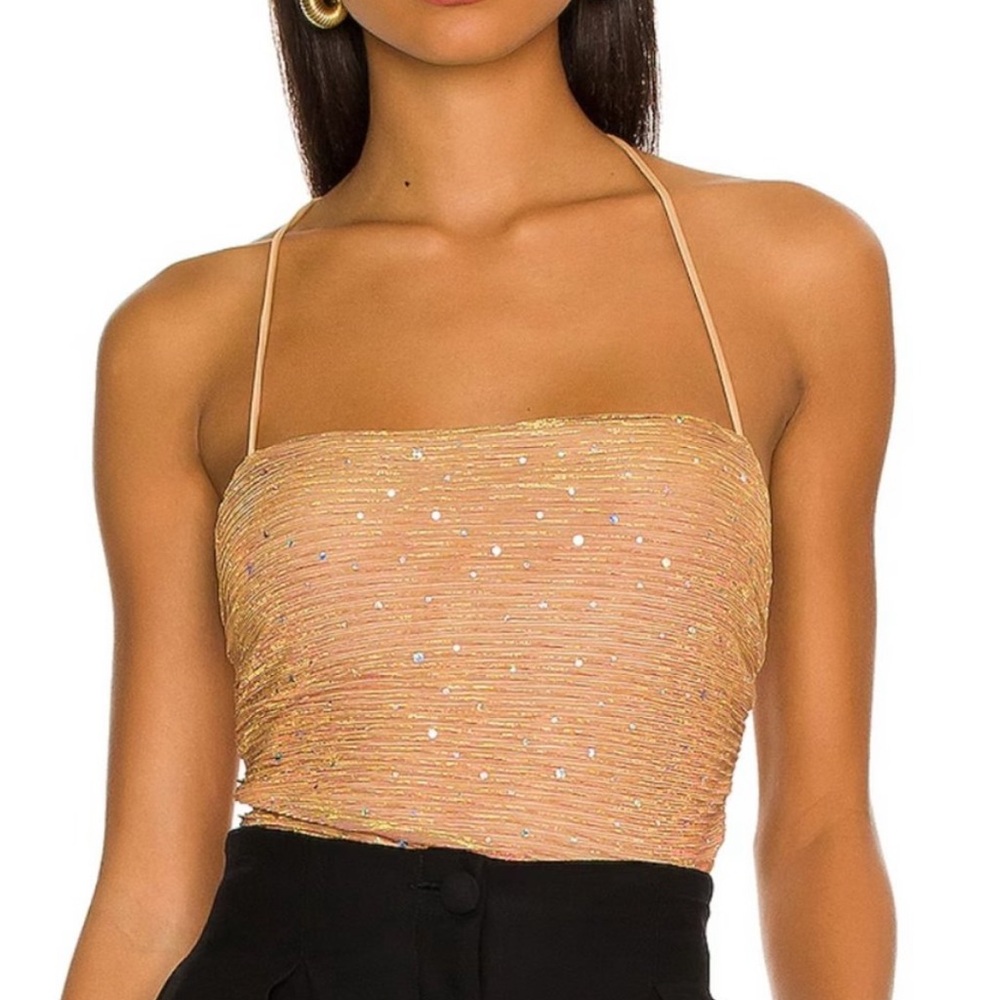 REVOLVE MORE TO COME Shimmering Gold Cami Bodysuit